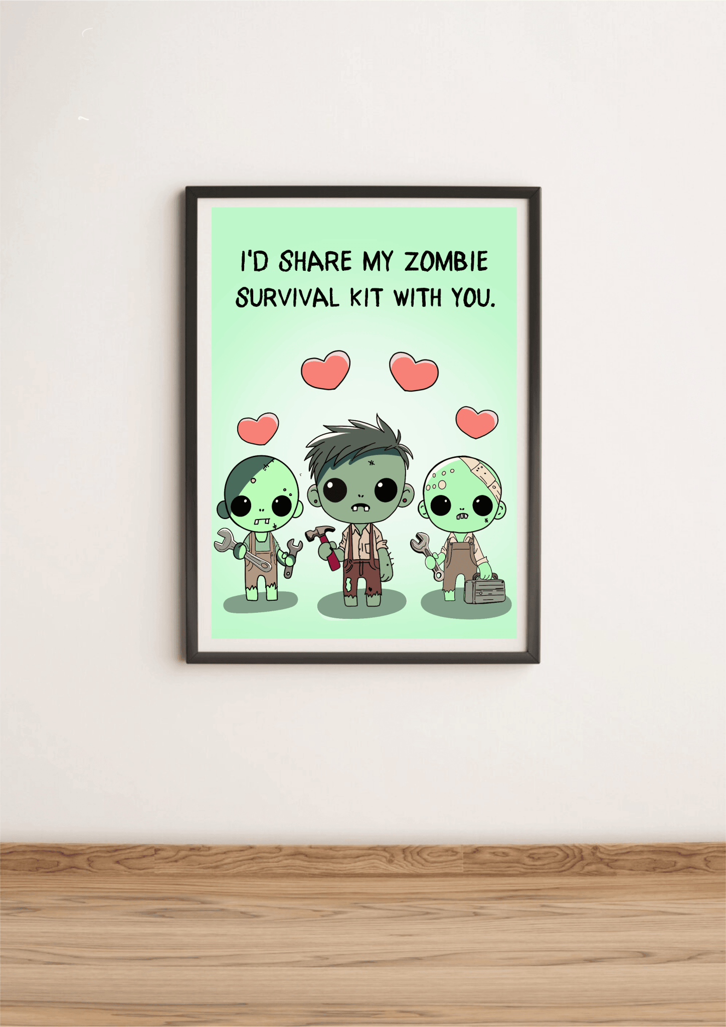 Zombie Love Art Print | Cute Survival Kit Undead Decor | Buy Online from The Home Crafters