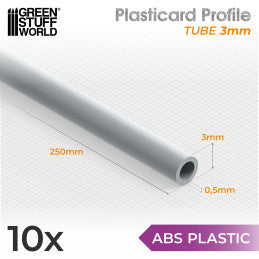 ABS Plasticard Profile: Tube 250mm (choose your diameter)