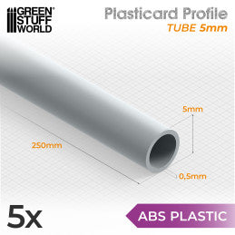 ABS Plasticard Profile: Tube 250mm (choose your diameter)