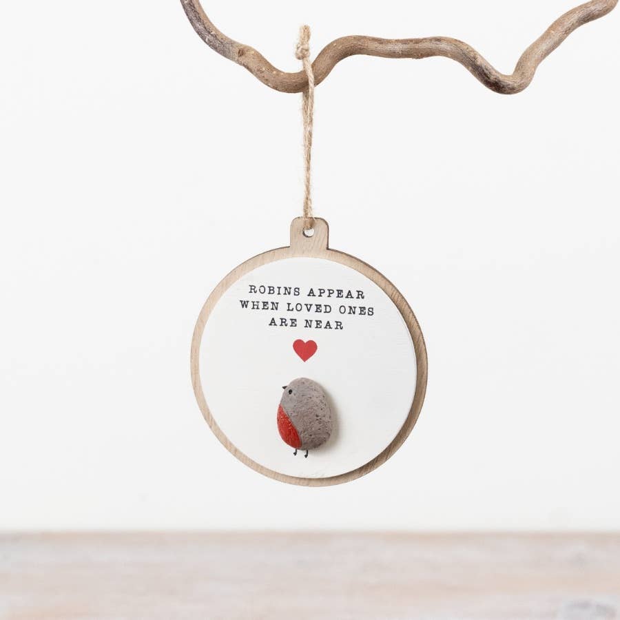 ‘Robins Appear When Loved Ones Are Near’ Wooden 3D Memorial Sign – 16cm