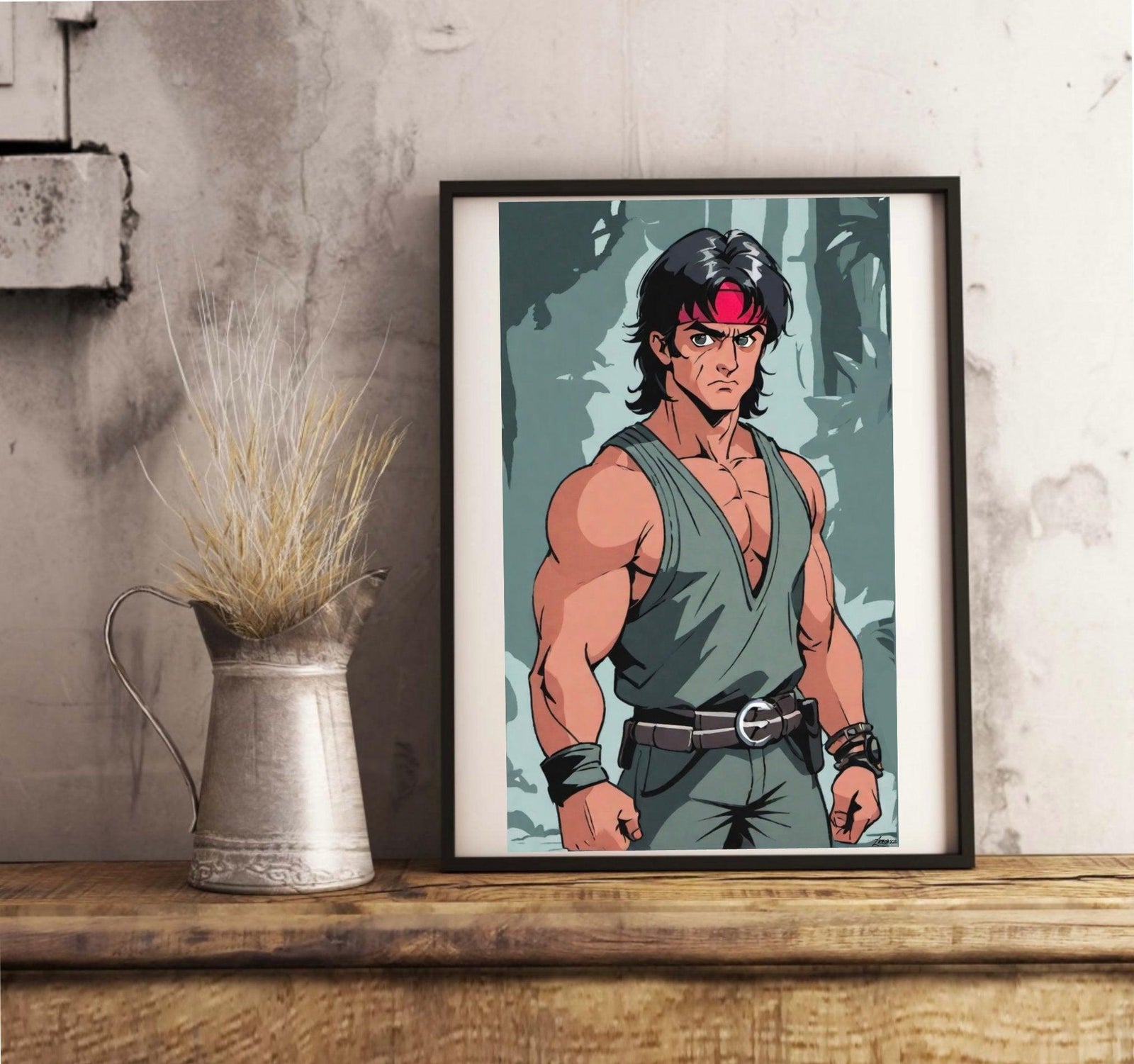Rambo Anime Art Print – Bold Retro Action Poster | Buy Online from The Home Crafters