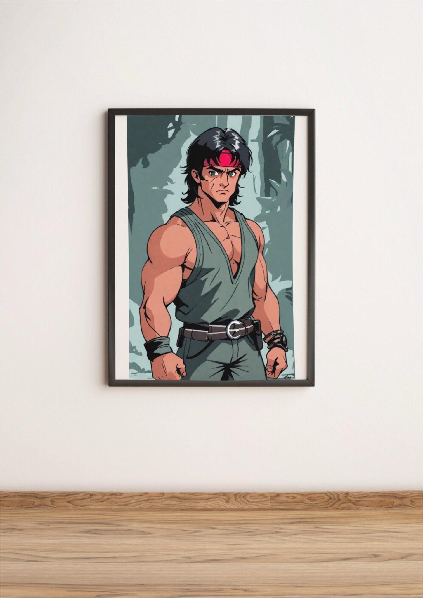 Rambo Anime Art Print – Bold Retro Action Poster | Buy Online from The Home Crafters