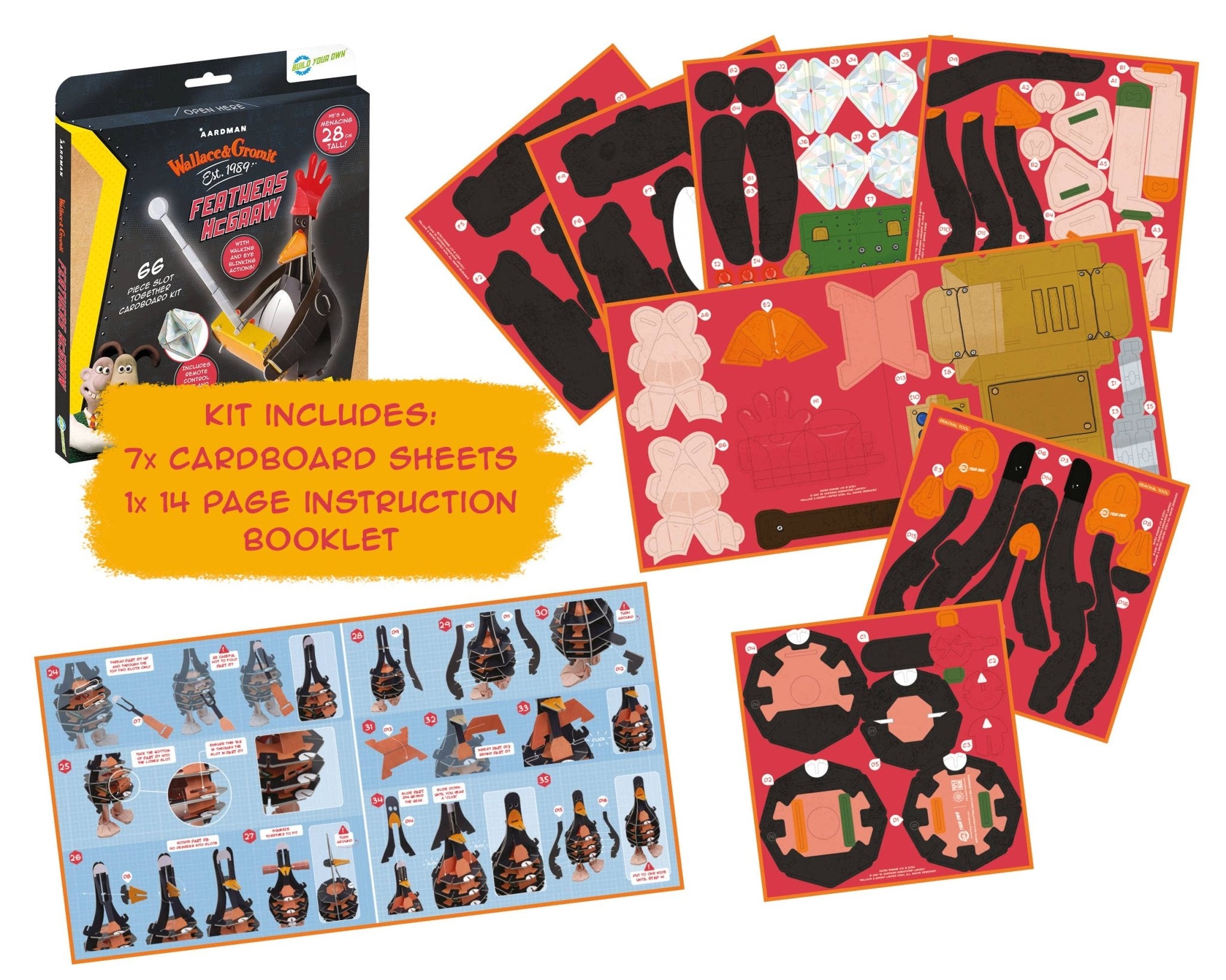 Build Your Own Wallace & Gromit Feathers McGraw - Craft Kit | Buy Online from The Home Crafters
