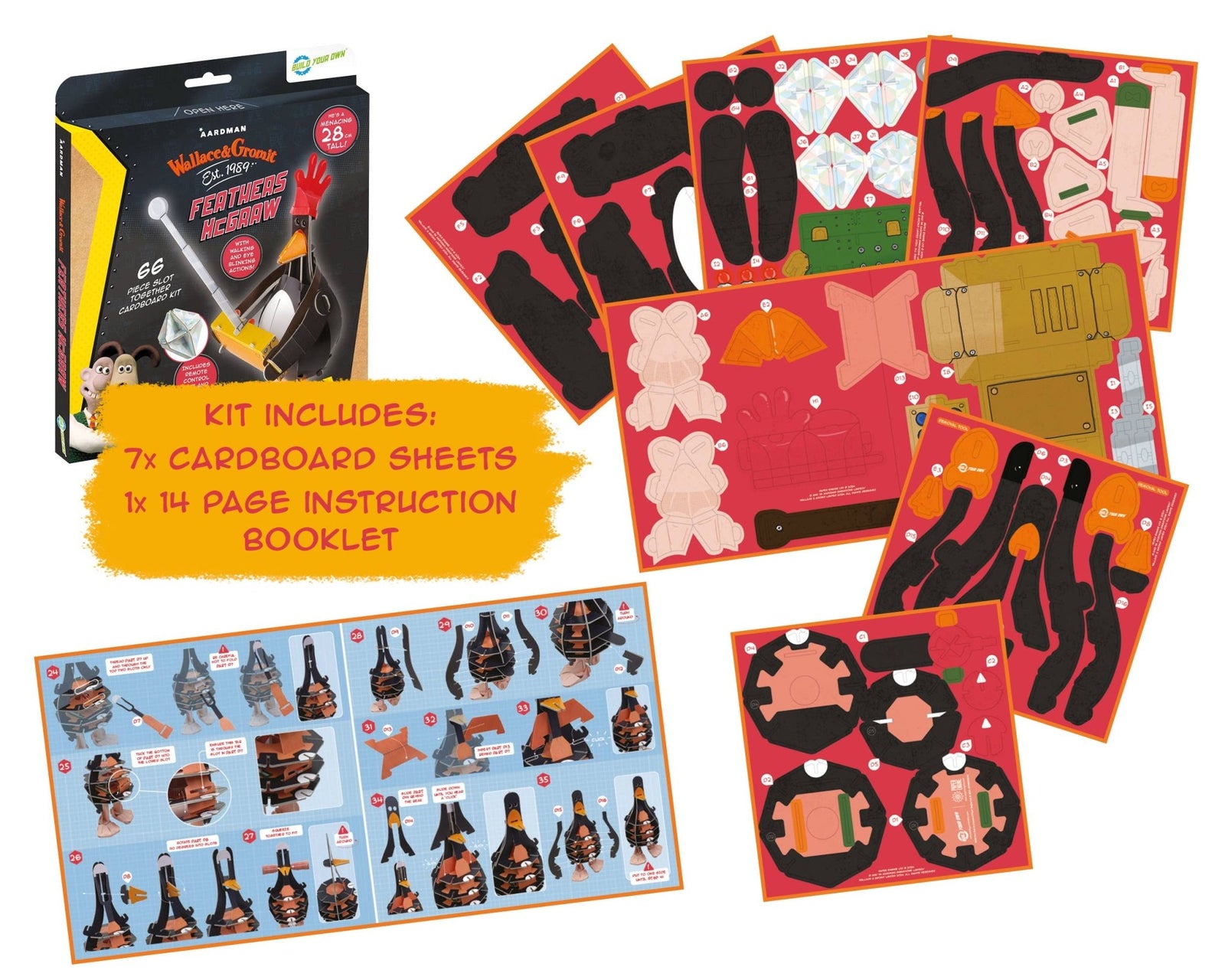 Build Your Own Wallace & Gromit Feathers McGraw - Craft Kit | Buy Online from The Home Crafters
