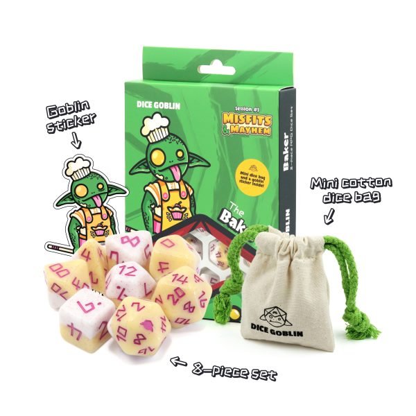 Dice Goblin 8 - piece RPG dice set - The Baker | Buy Online from The Home Crafters