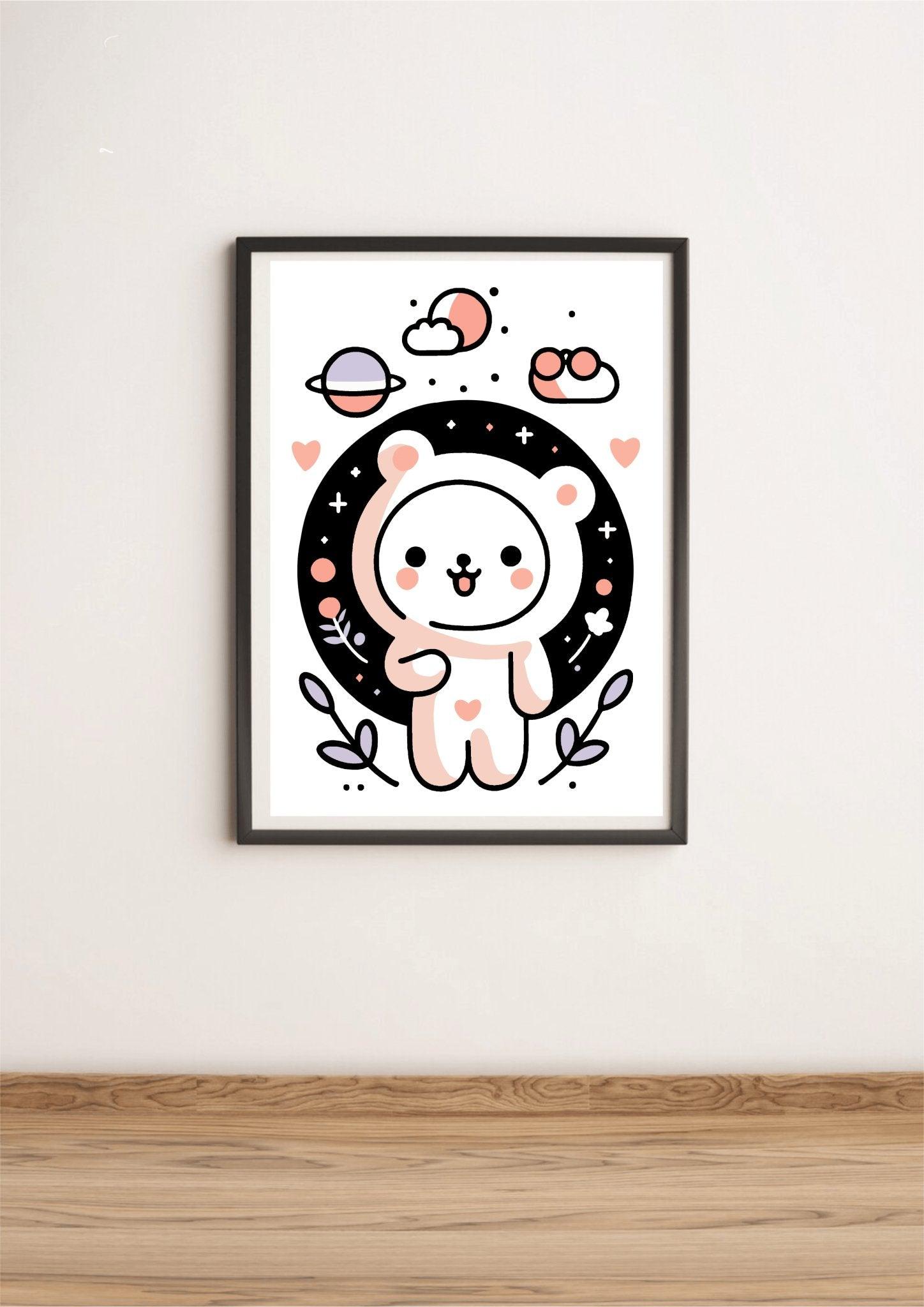 Bear Bliss – Minimalist White Bear Art Print | Buy Online from The Home Crafters
