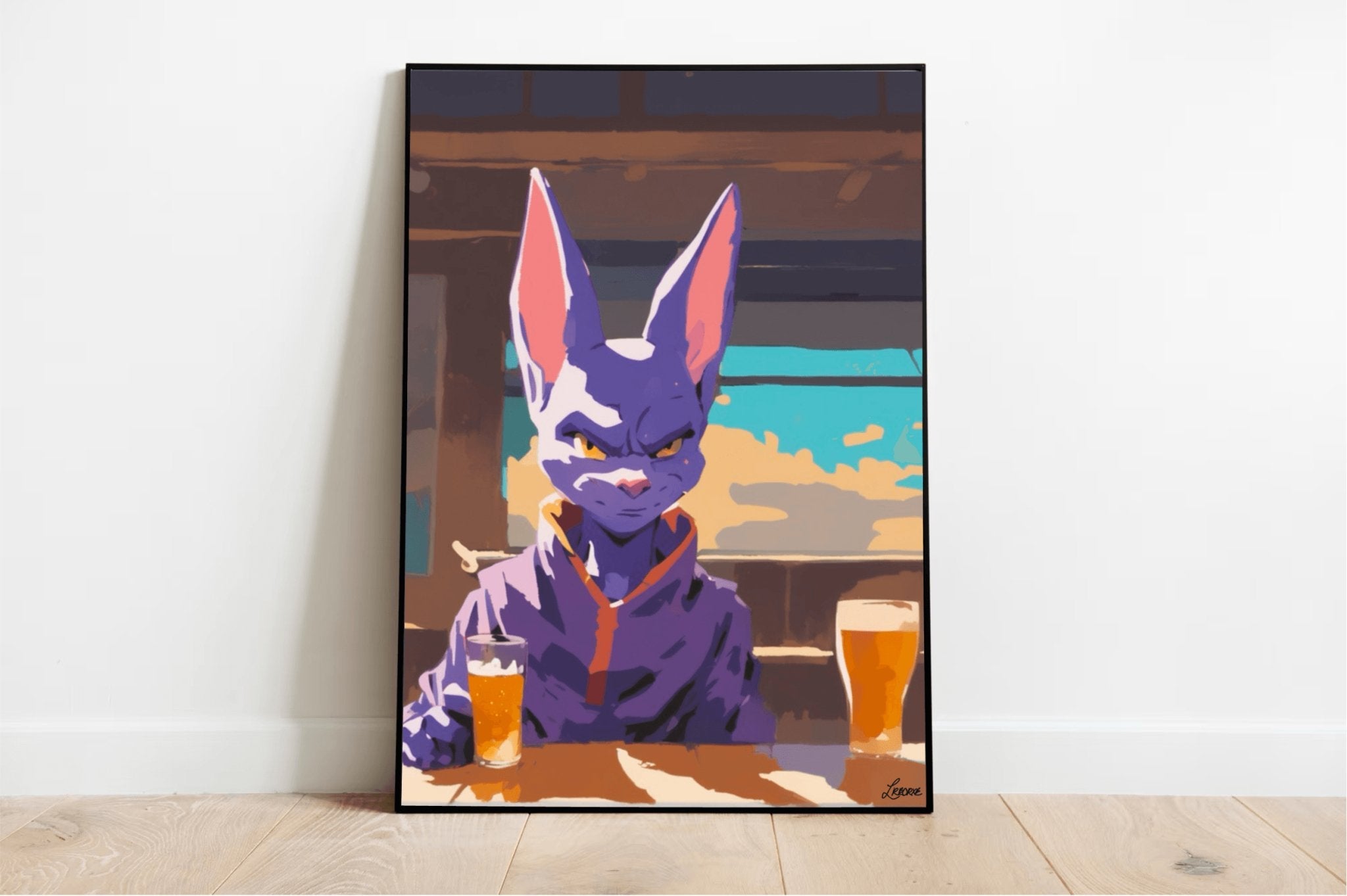Cosmic Cat Bar Scene – Whimsical Beerus Fan Art | Buy Online from The Home Crafters