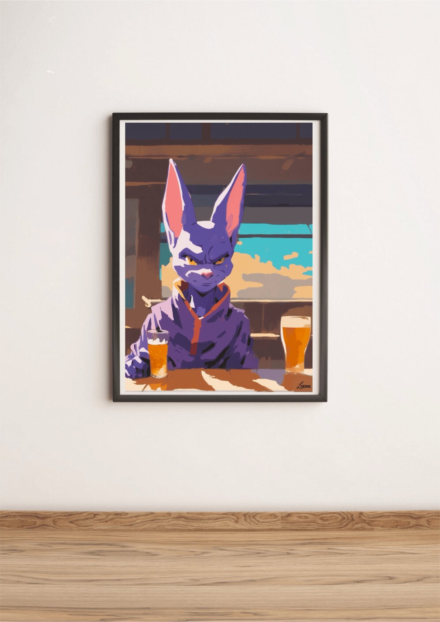 Cosmic Cat Bar Scene – Whimsical Beerus Fan Art | Buy Online from The Home Crafters