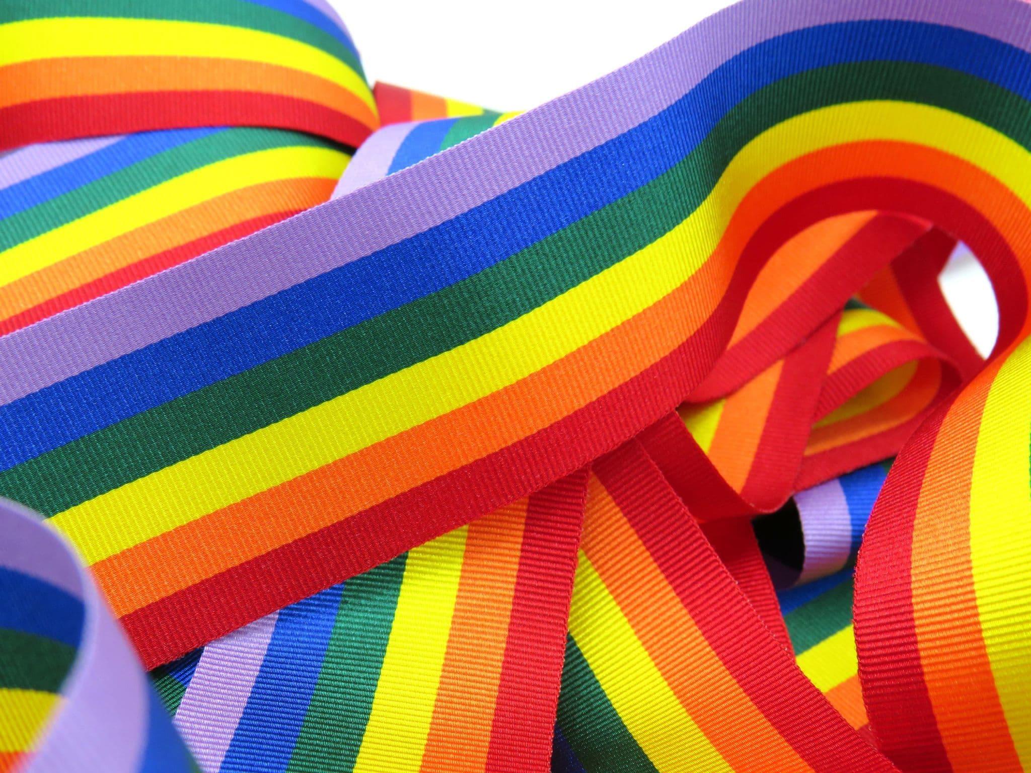 Berisfords Ribbon: Grosgrain - Rainbow Stripe | Buy Online from The Home Crafters