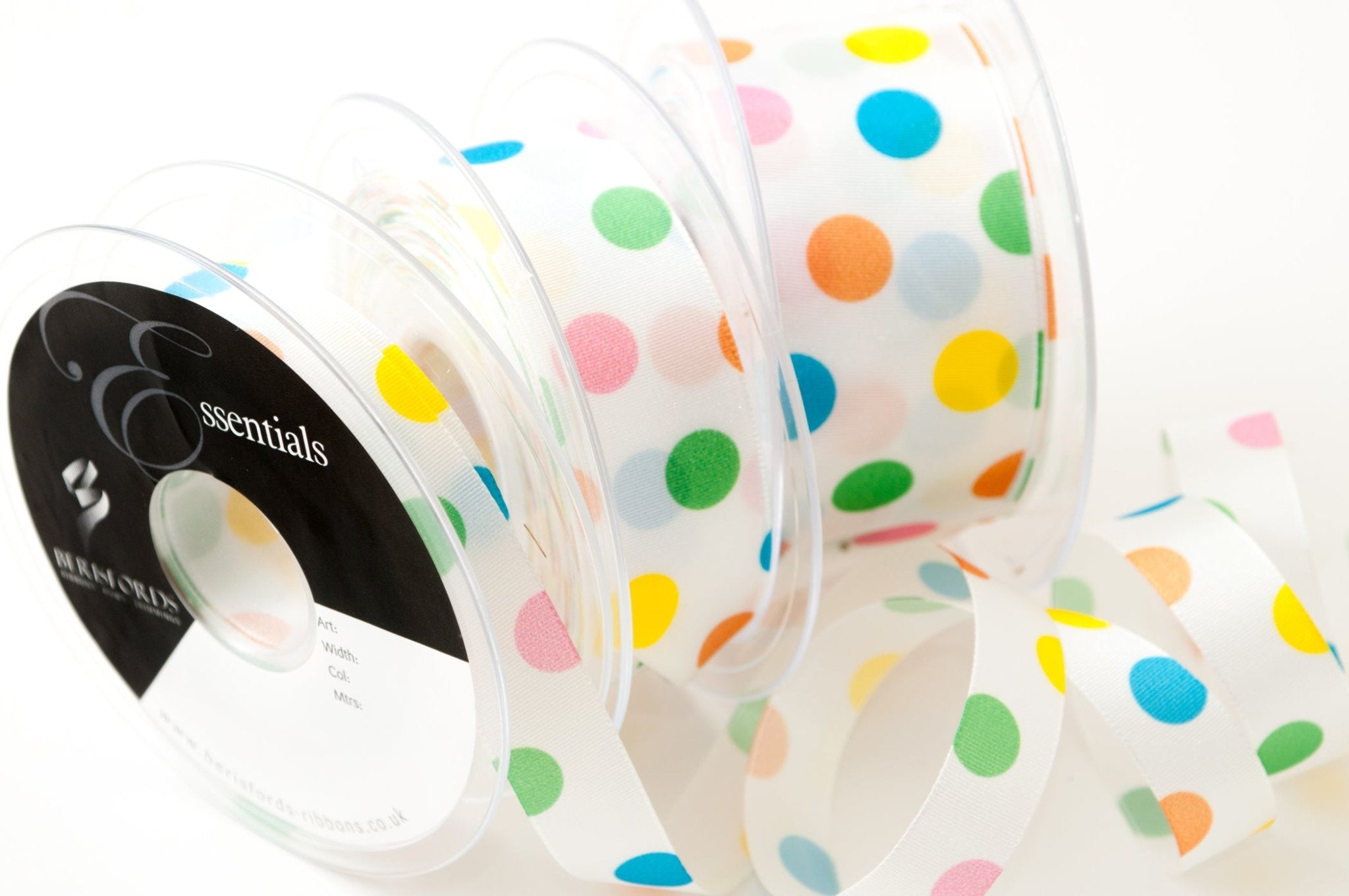 Berisfords Ribbon: Multicolour Dotty - various widths | Buy Online from The Home Crafters