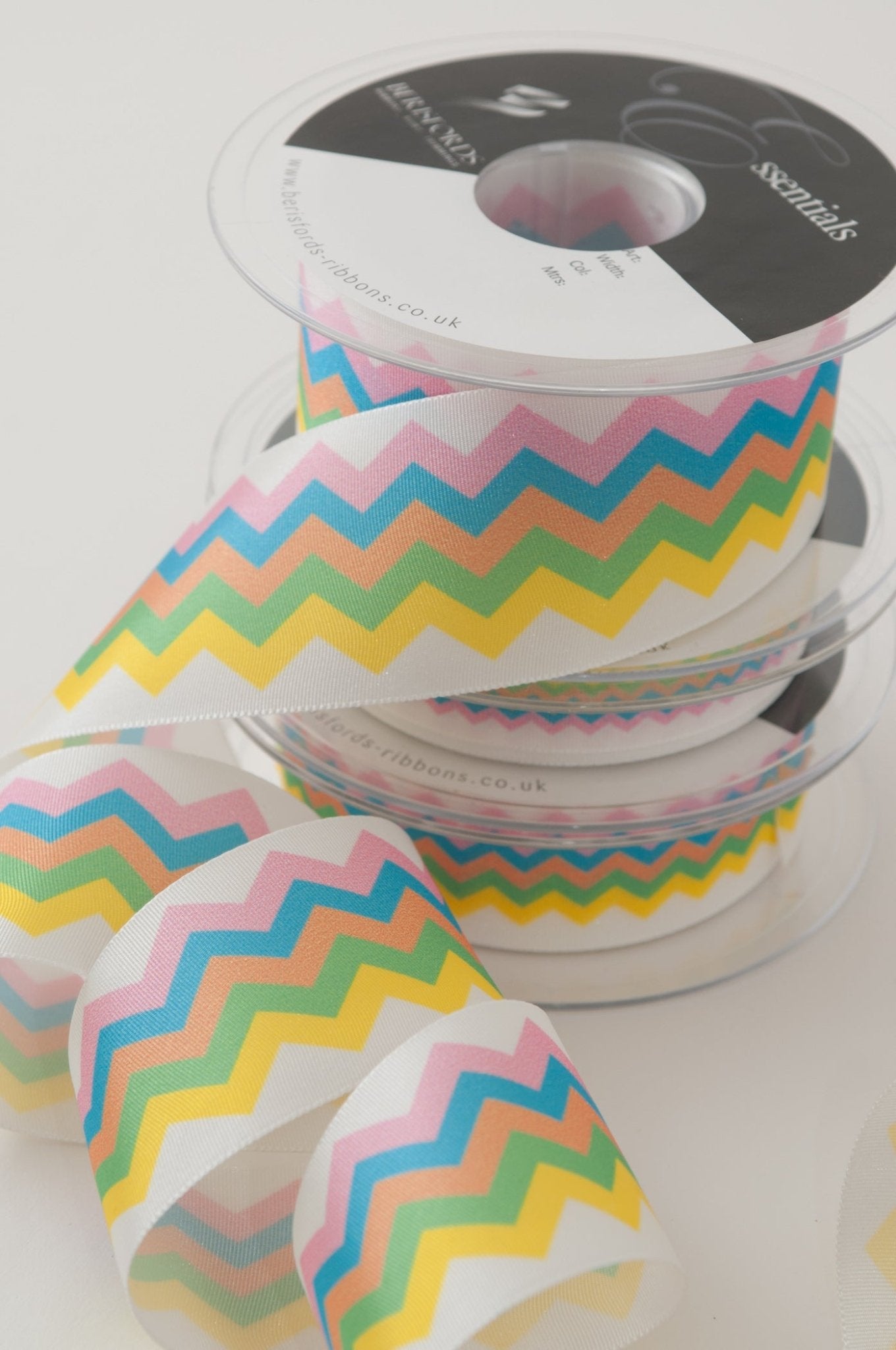 Bersifords Ribbon: Multicolour Chevron - 15mm | Buy Online from The Home Crafters