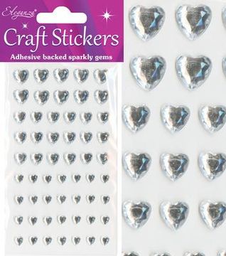 Eleganza Craft Stickers Diamante Heart Gems - 56pc