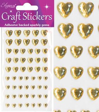 Eleganza Craft Stickers Diamante Heart Gems - 56pc