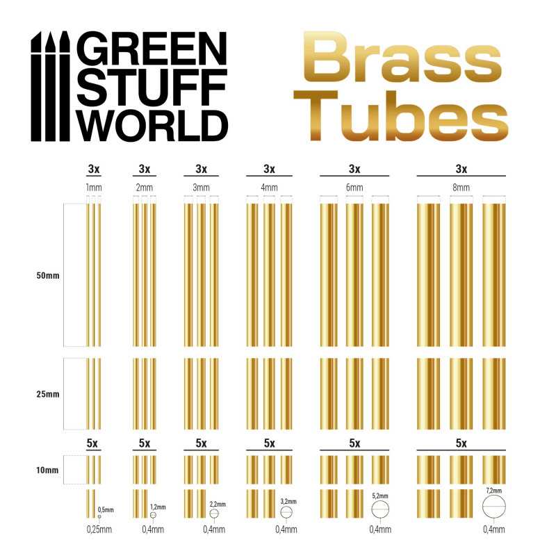 Green Stuff World: Brass Tubes Assortment - 66pc | Buy Online from The Home Crafters