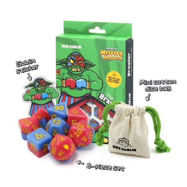 Dice Goblin 8 - piece RPG dice set - The Brawler | Buy Online from The Home Crafters