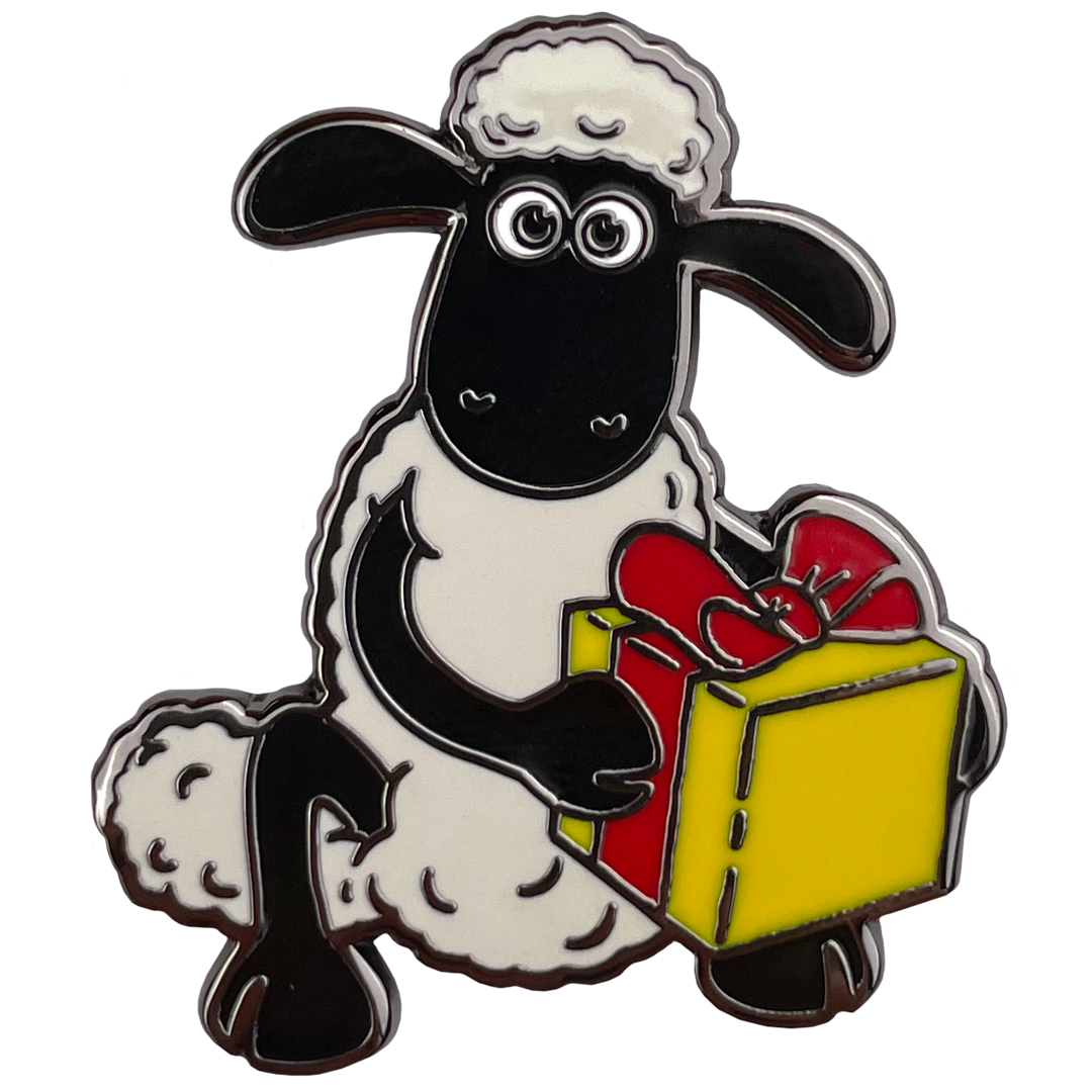 Shaun the Sheep with Present Pin Badge