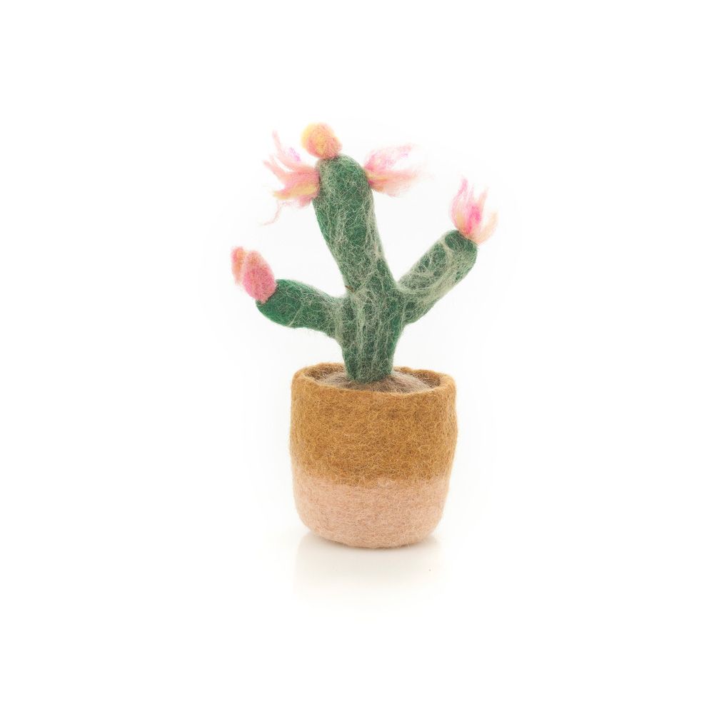 Handmade Needle Felt Decoration - Happy Cactus (Pink)