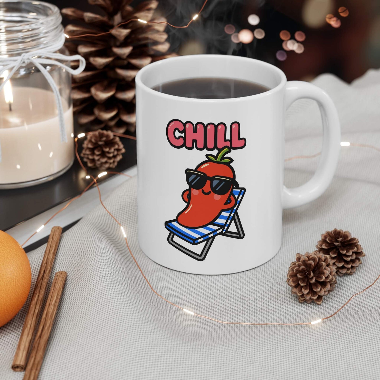 CHILL Cartoon Pepper Mug – Funny Cute Coffee Cup Gift | Buy Online from The Home Crafters