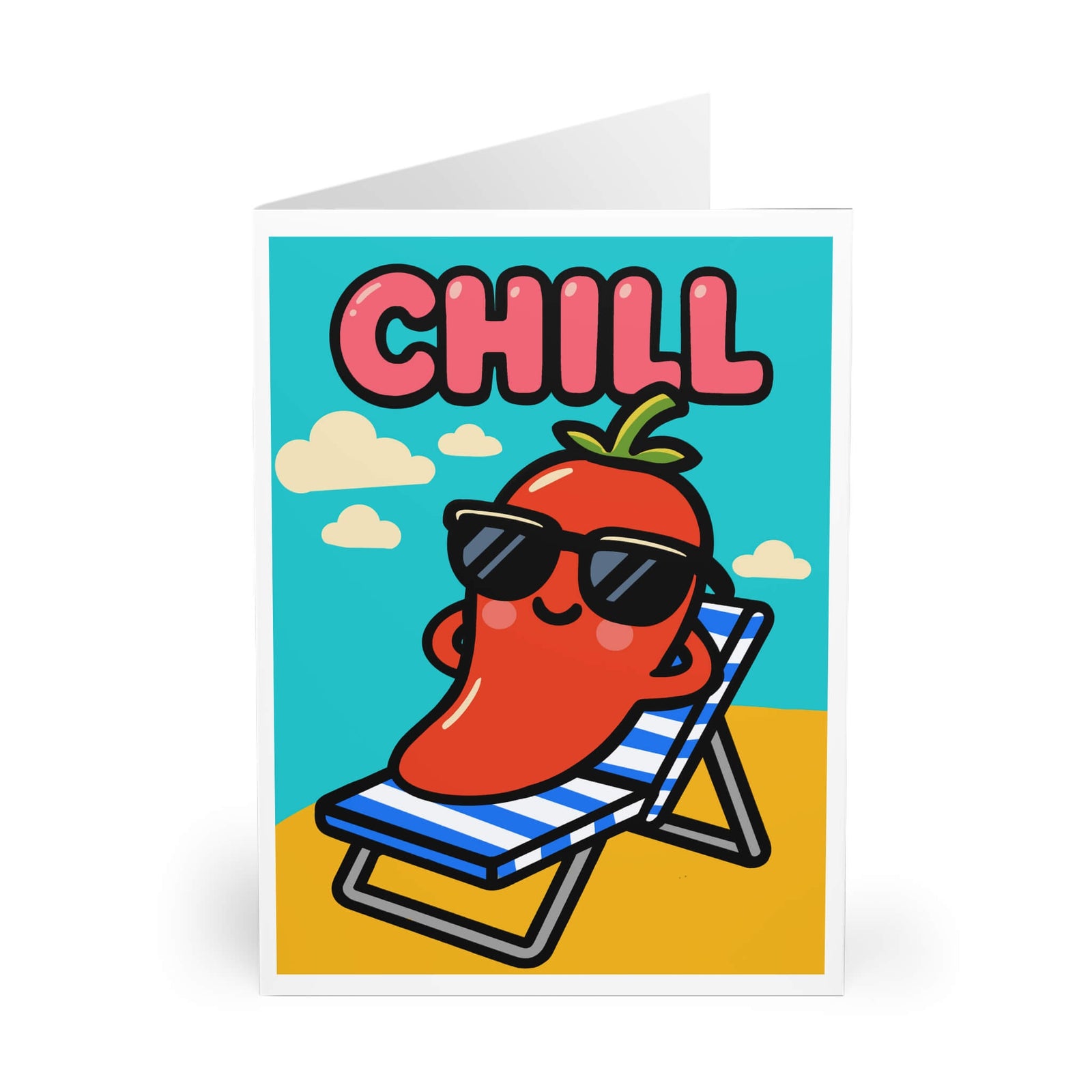 CHILL Cartoon Pepper Card – Funny Summer Greeting | Buy Online from The Home Crafters
