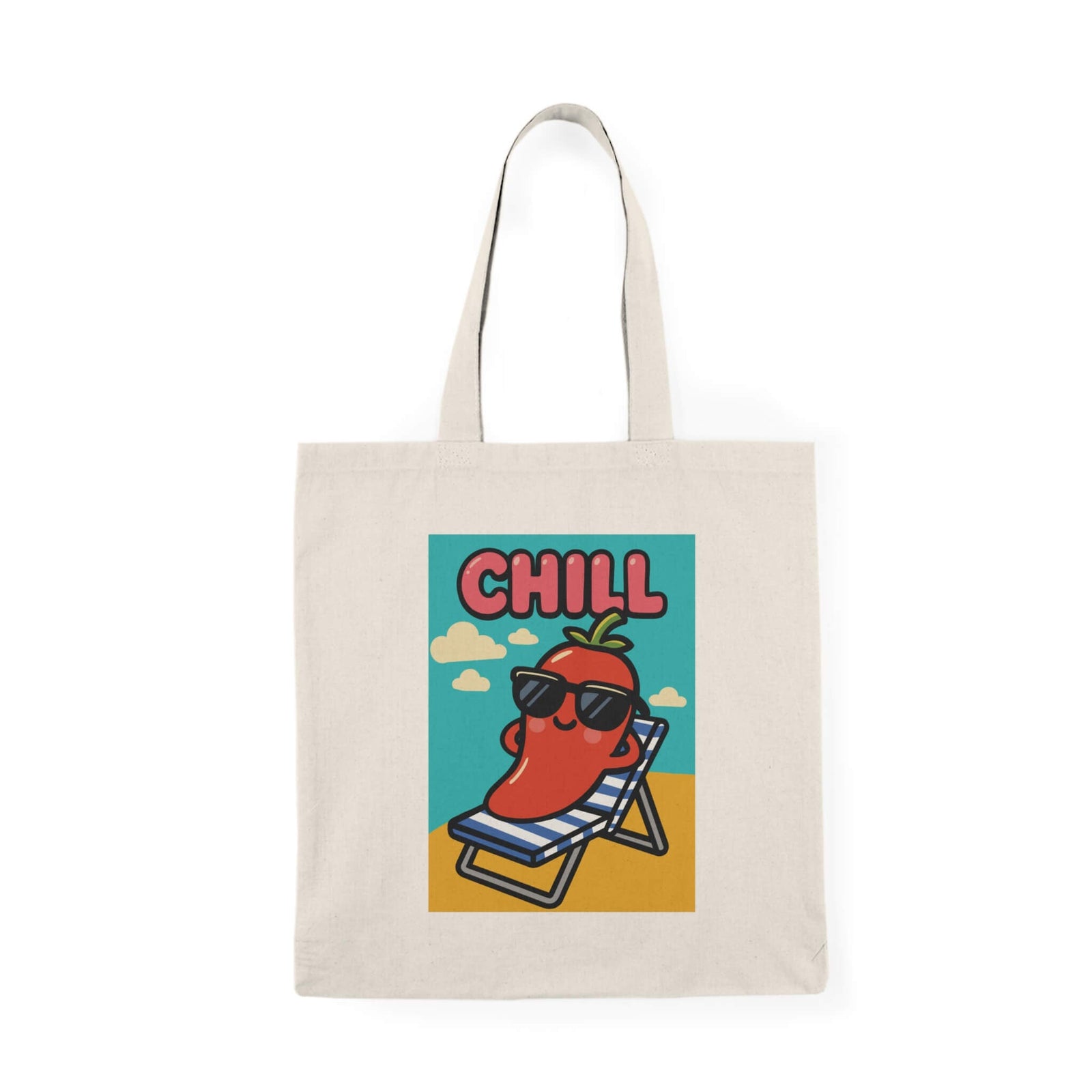 CHILL Cartoon Pepper Tote Bag – Funny Summer Grocery Shopper | Buy Online from The Home Crafters