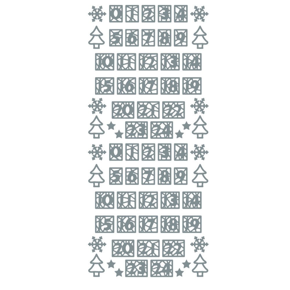 Christmas Advent Number Peeloff Stickers - Mirror Finish | Buy Online from The Home Crafters