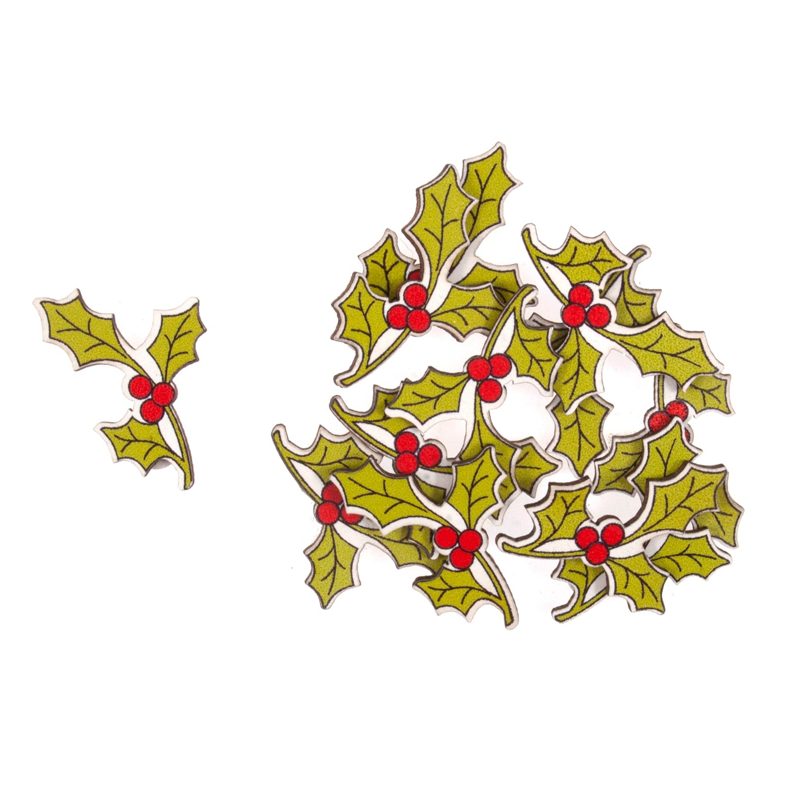 Christmas Craft Embellishments: Holly - 12pc | Buy Online from The Home Crafters