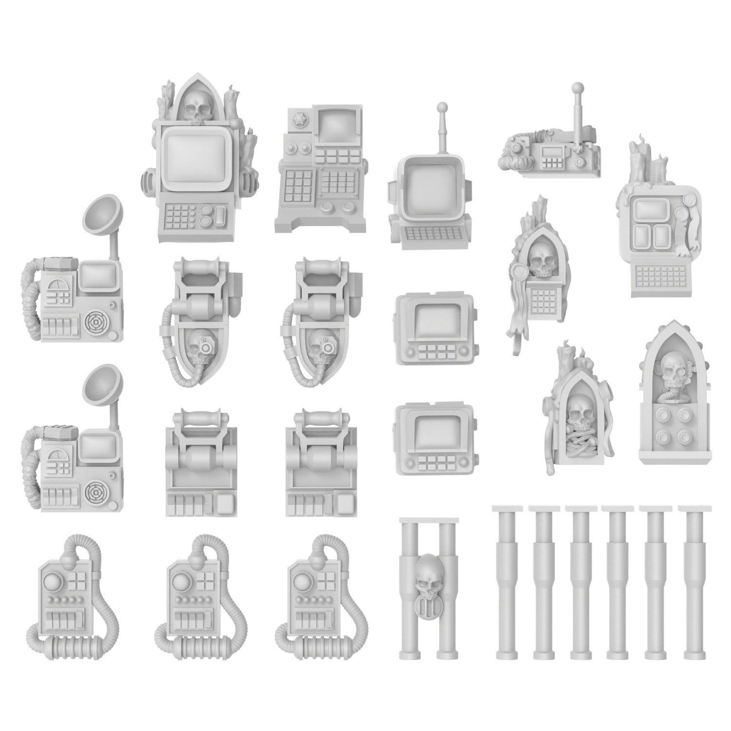 Resin Bits: Modern & Sci-Fi - 1:48 Computer Terminals with Skulls - 26pc | Buy Online from The Home Crafters