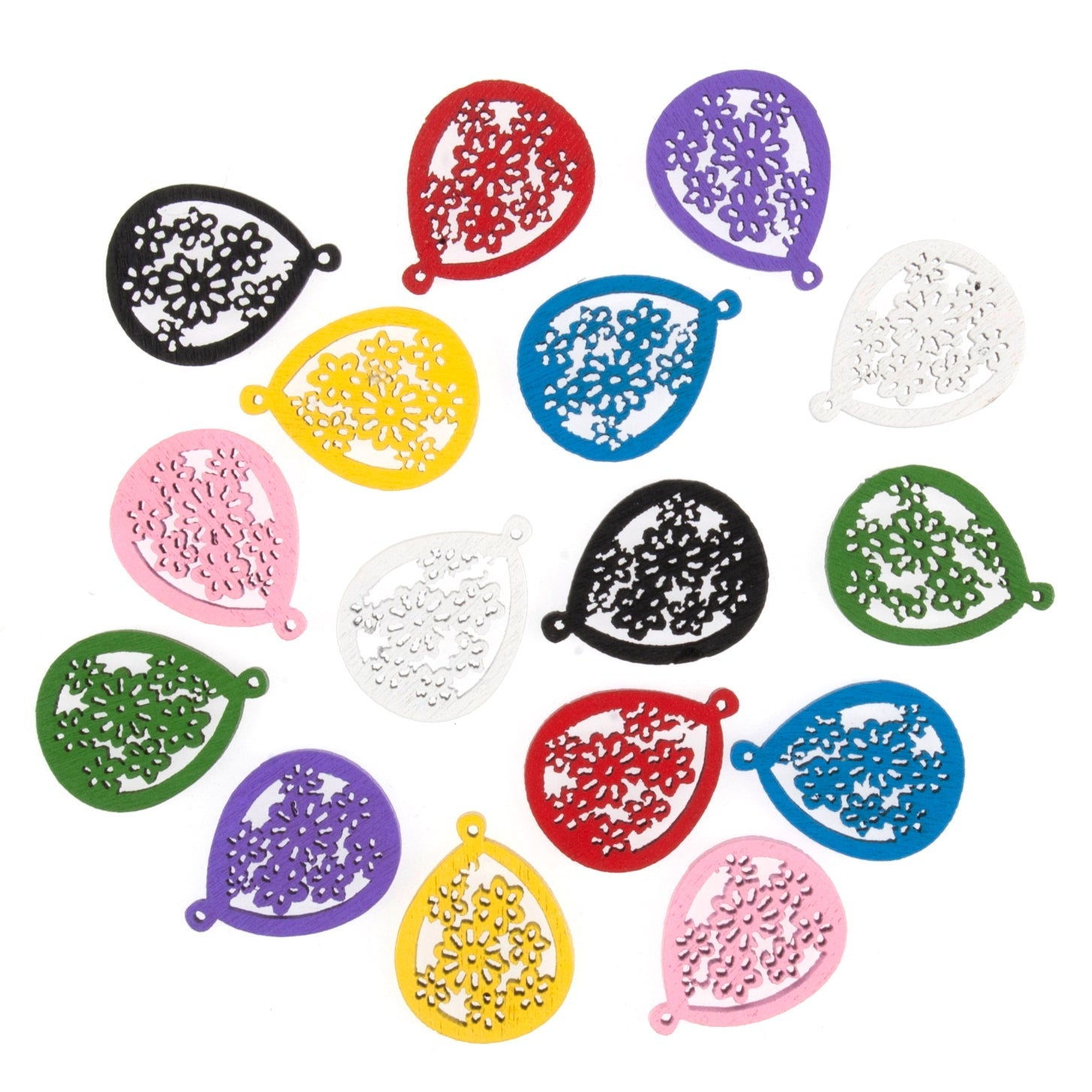 Craft Embellishments: Wooden Filigree Balloons - 16pc | Buy Online from The Home Crafters