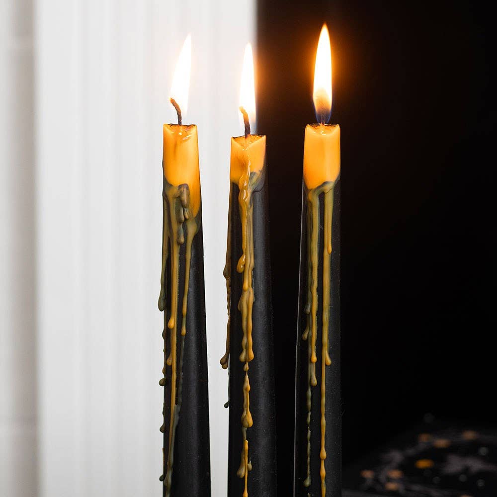 Set of 4 Pumpkin Guts Oozing Halloween Taper Candles