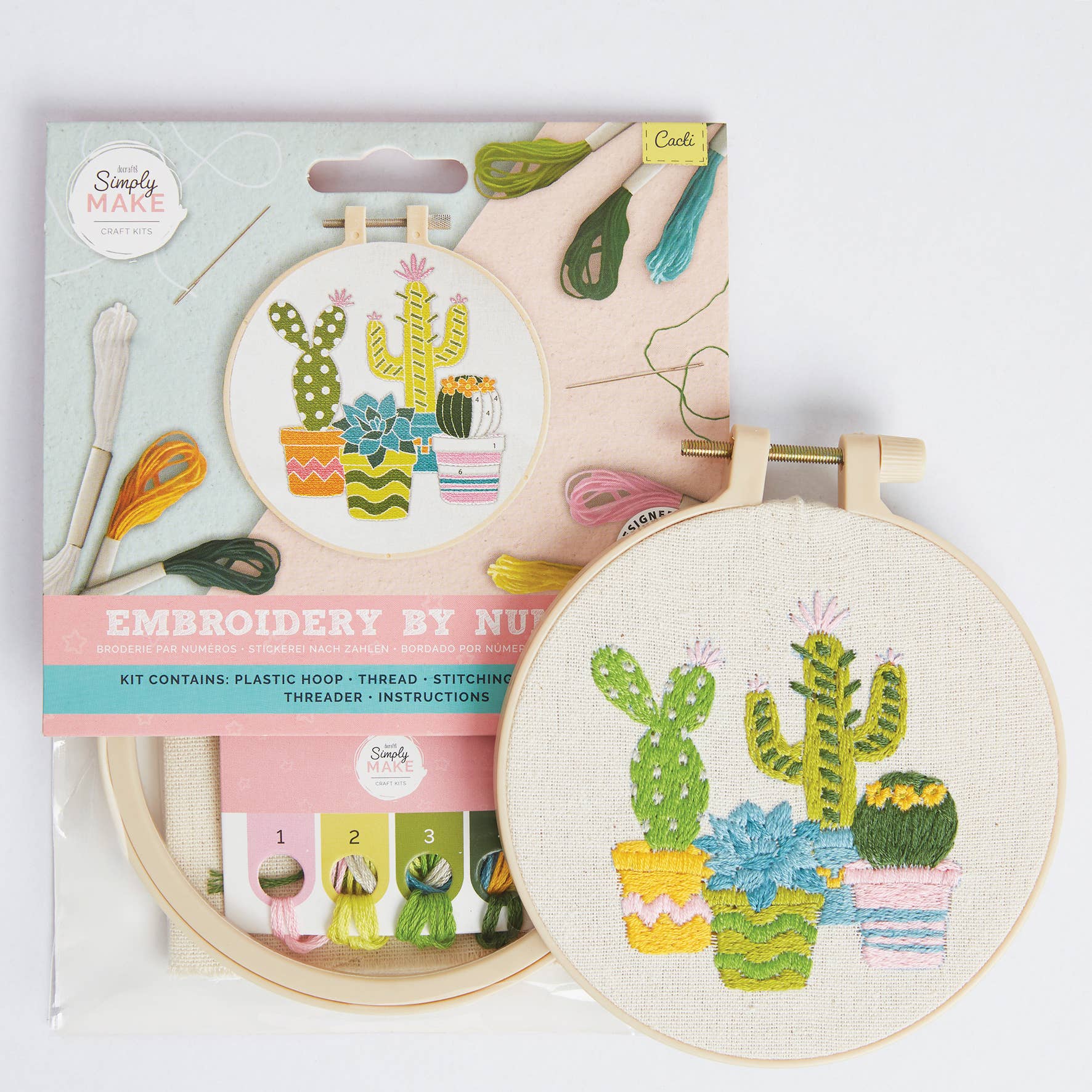 Simply Make Embroidery By Numbers Kit - Cacti | Buy Online from The Home Crafters