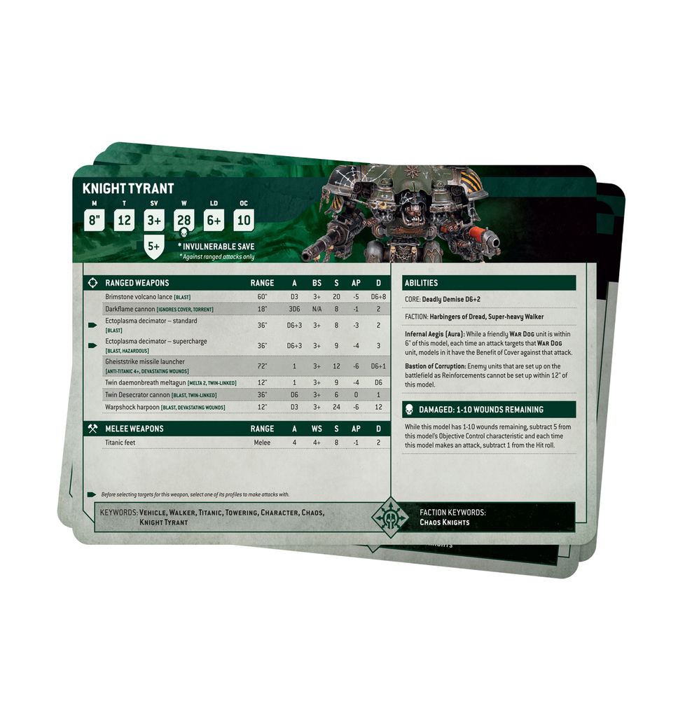 Datasheet Cards: Chaos Knights (Eng) | Buy Online from The Home Crafters
