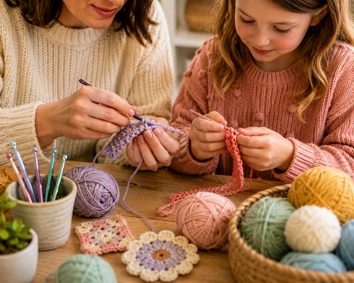 Learn to Crochet Together (Adult + Child): Wednesday 19th August - 11am | Buy Online from The Home Crafters