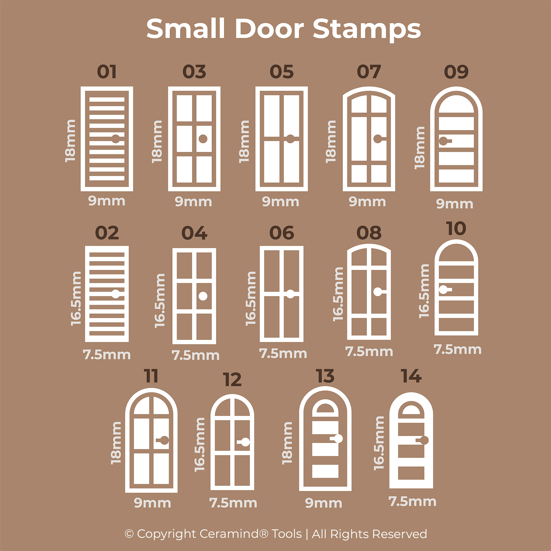 Door Stamp Set of 18 | Buy Online from The Home Crafters