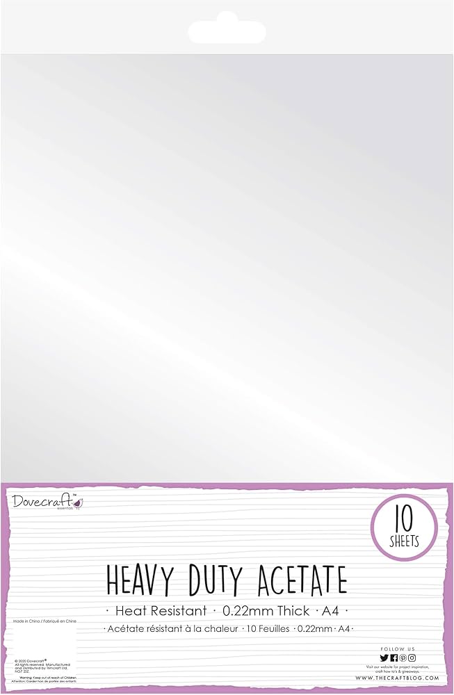 Dovecraft Essentials: Heavy Duty Acetate A4 - 10pk | Buy Online from The Home Crafters