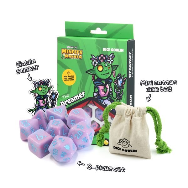 Dice Goblin 8 - piece RPG dice set - The Dreamer | Buy Online from The Home Crafters