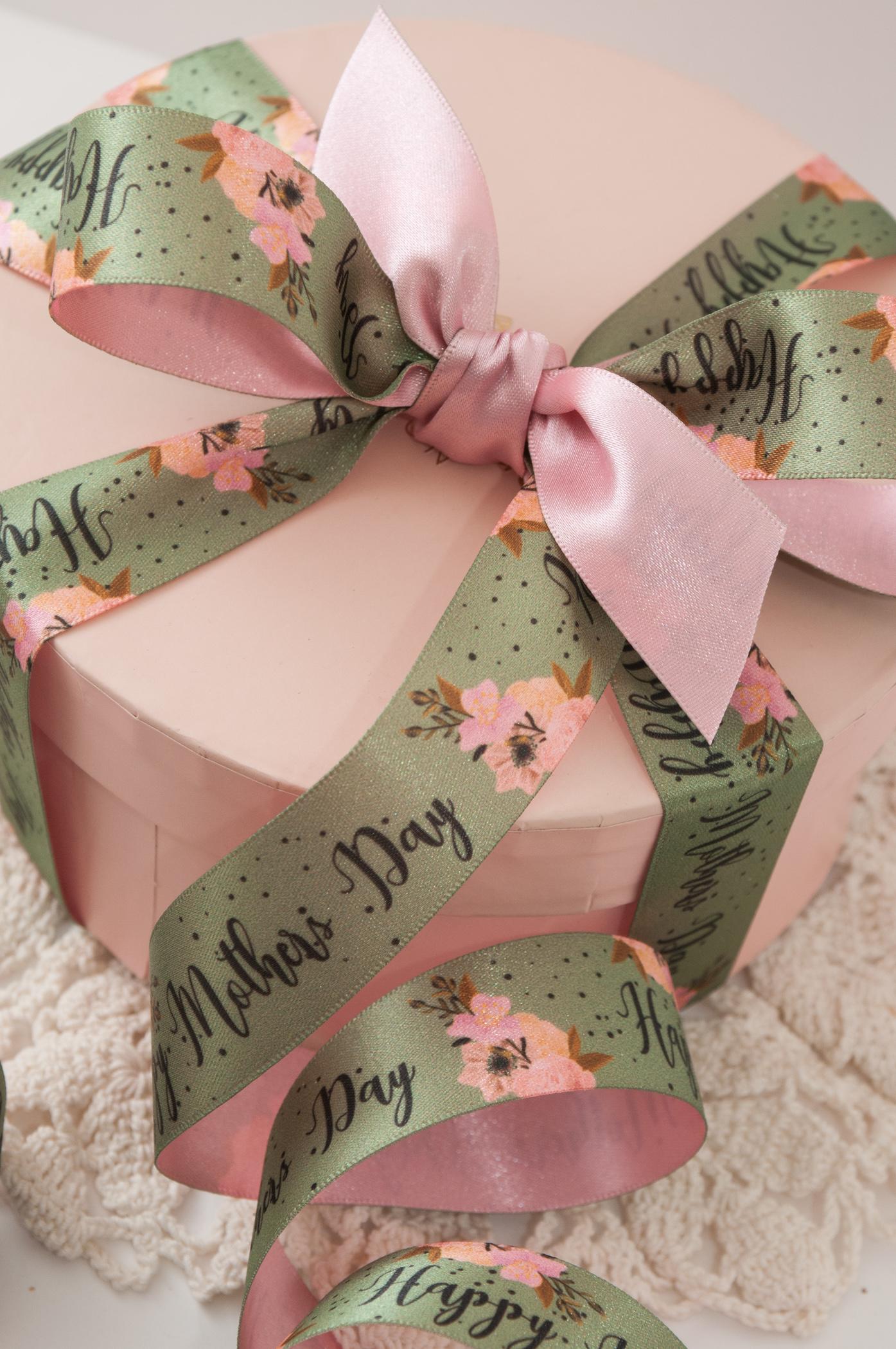 Floral Ribbon Cursive Script Ribbon - Happy Mother's Day Cursive Floral: 25mm - The Home Crafters ...