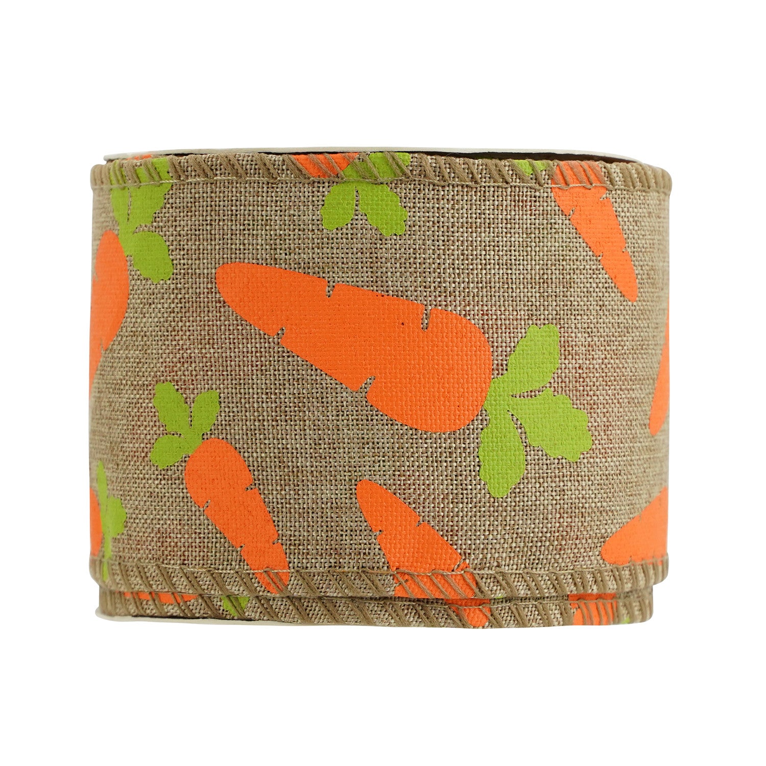 Wired Hessian Ribbon: Orange Carrots - 63mm