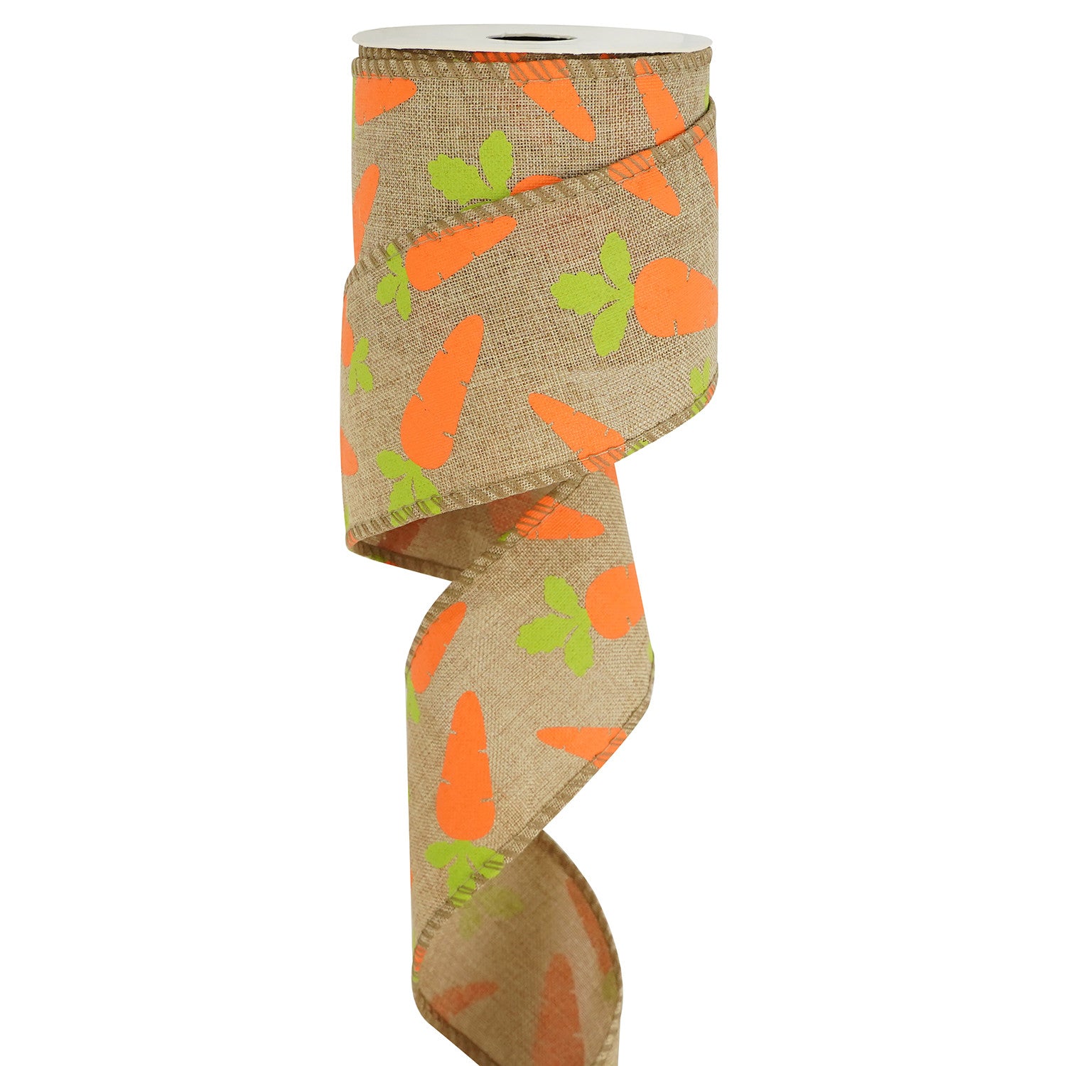 Wired Hessian Ribbon: Orange Carrots - 63mm