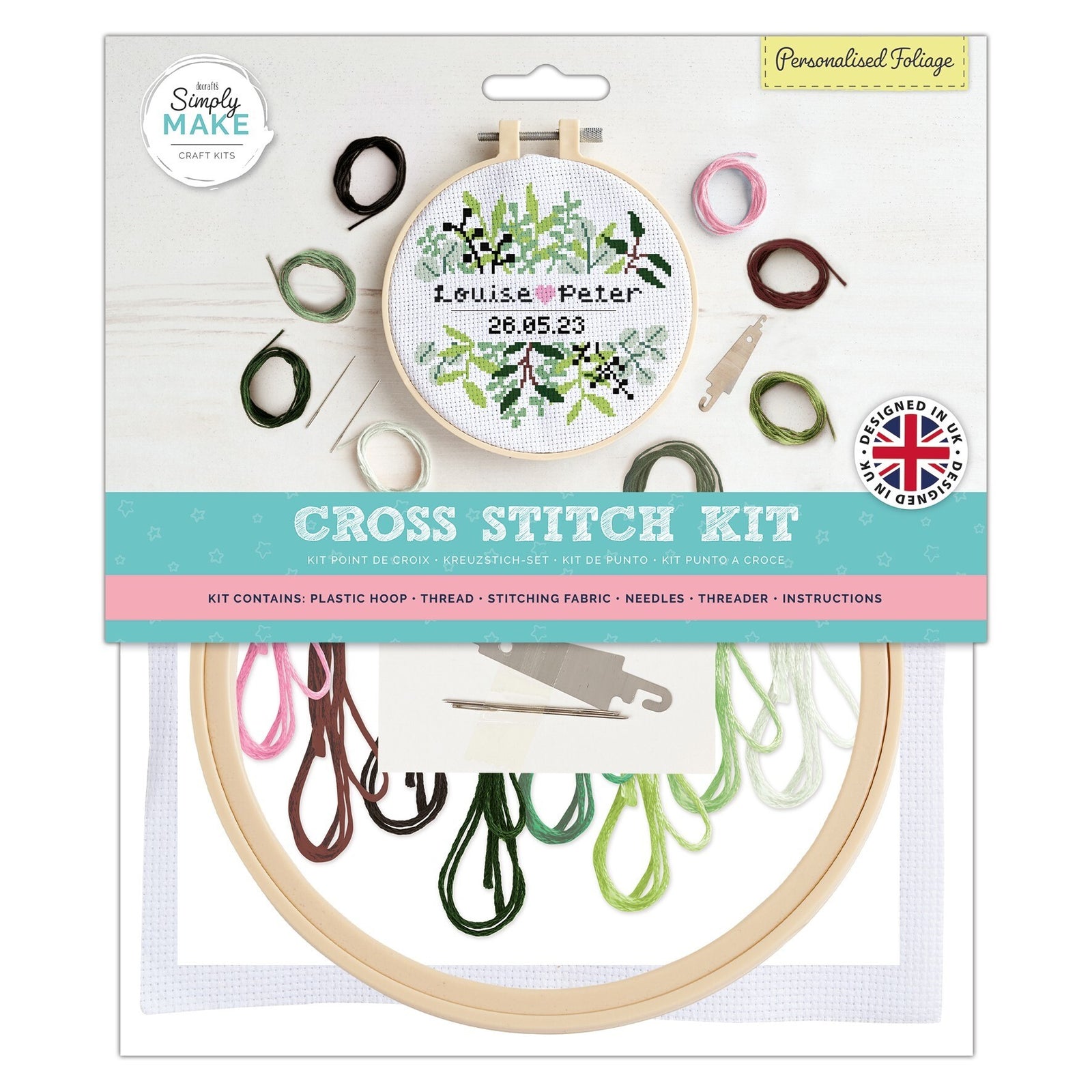 Simply Make Cross Stitch Kit - Personalised Wedding Foliage | Buy Online from The Home Crafters