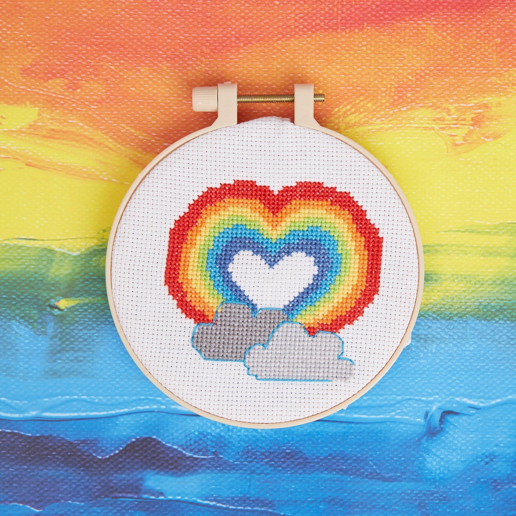 Simply Make Cross Stitch Kit - Rainbow Heart | Buy Online from The Home Crafters