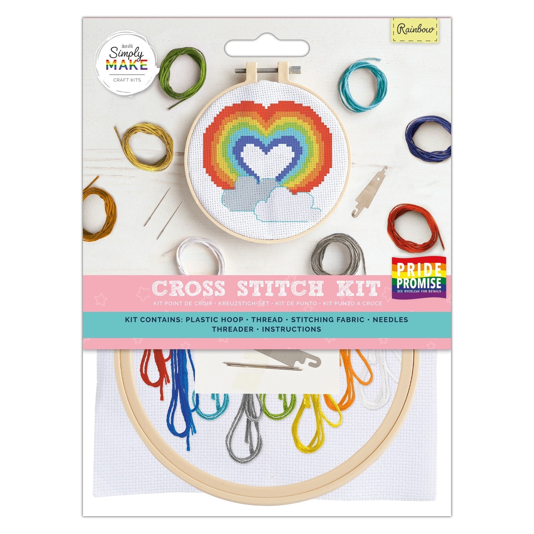 Simply Make Cross Stitch Kit - Rainbow Heart | Buy Online from The Home Crafters