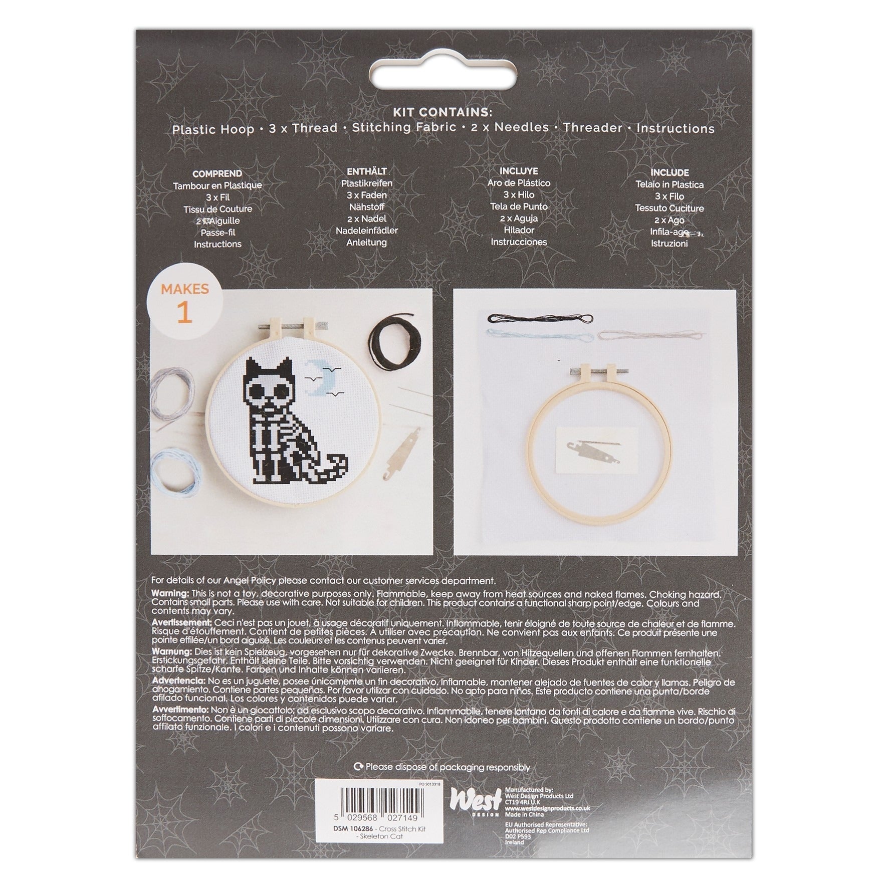 Cross Stitch Kit - Simply Make Cross Stitch Kit - Skeleton Cat | Buy Online from The Home Crafters