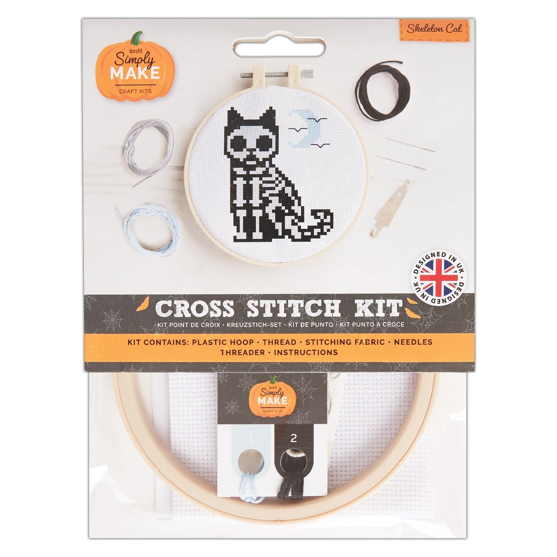 Cross Stitch Kit - Simply Make Cross Stitch Kit - Skeleton Cat | Buy Online from The Home Crafters
