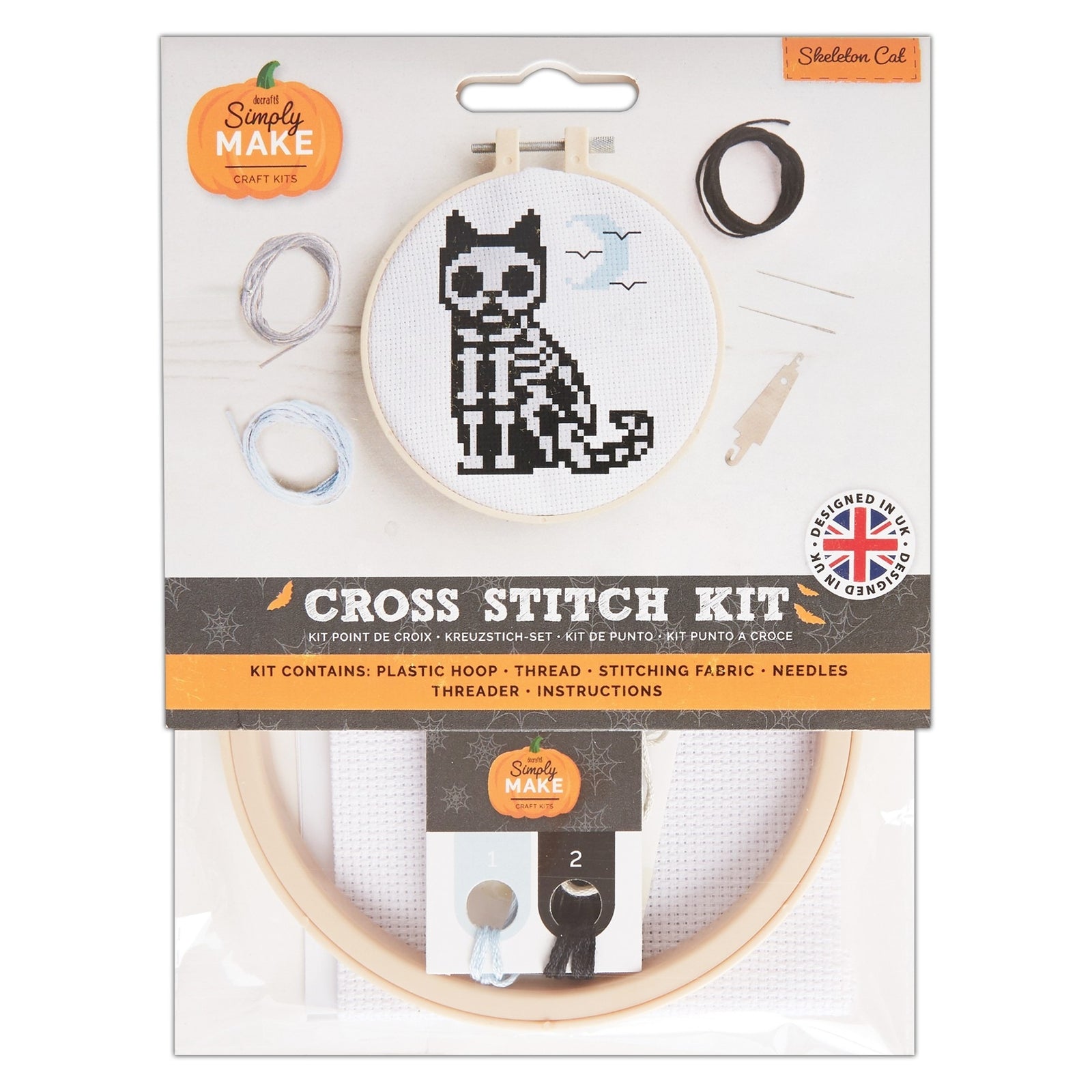 Cross Stitch Kit - Simply Make Cross Stitch Kit - Skeleton Cat | Buy Online from The Home Crafters