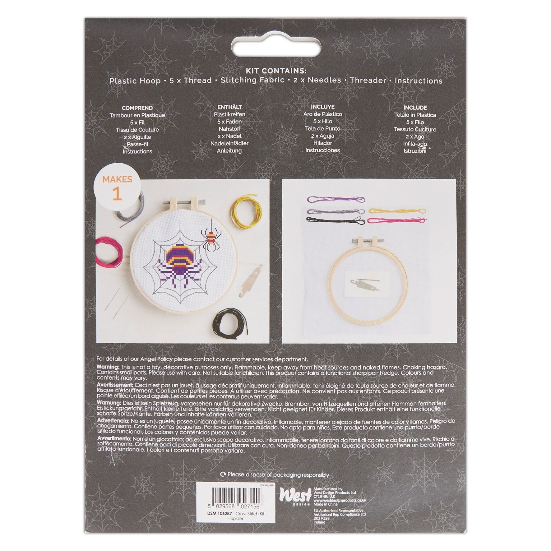 Cross Stitch Kit - Simply Make Cross Stitch Kit - Spider | Buy Online from The Home Crafters