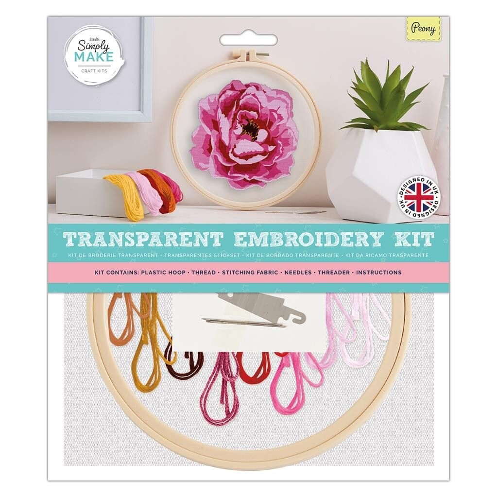 Simply Make Transparent Embroidery Kit - Peony