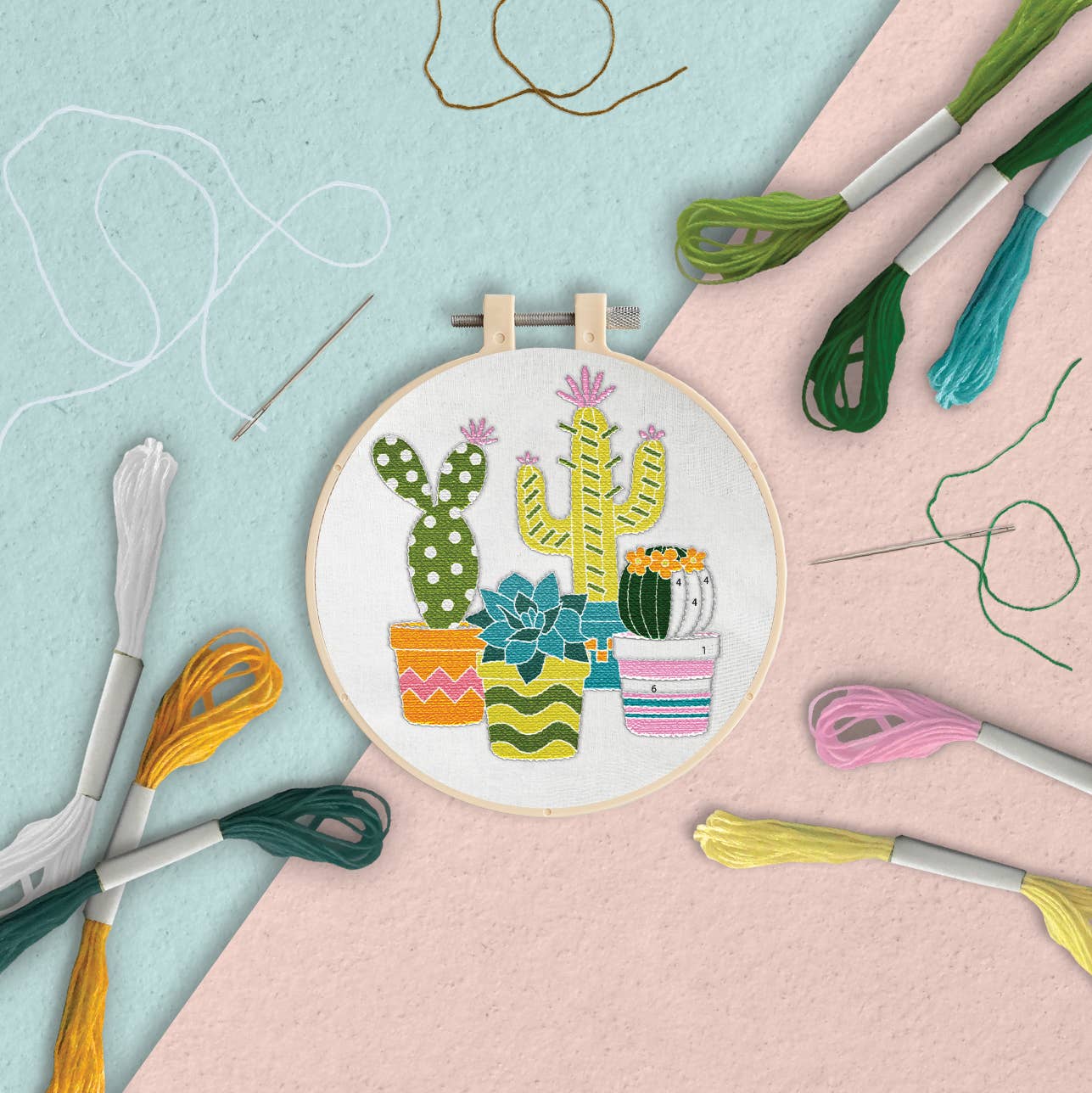 Simply Make Embroidery By Numbers Kit - Cacti | Buy Online from The Home Crafters