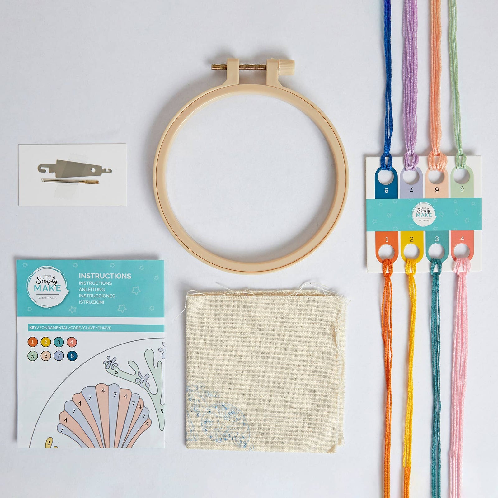 Simply Make Embroidery By Numbers Kit - Seashells | Buy Online from The Home Crafters