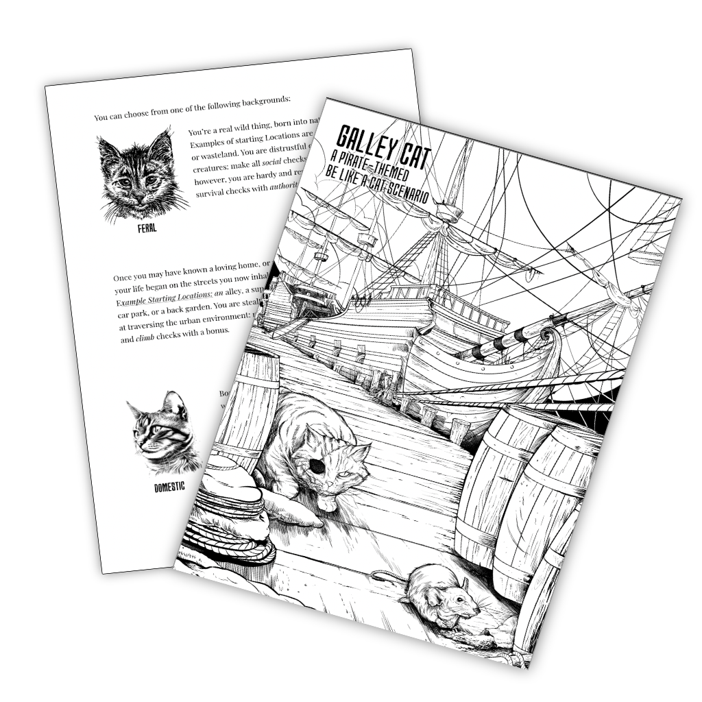 Be Like a Cat Rulebook - a solo/2-player TTRPG