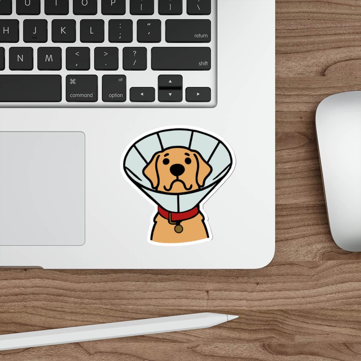 Dog Cone Cartoon Sticker – Golden Retriever Design | Buy Online from The Home Crafters
